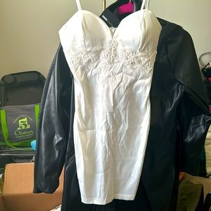 White satin mini dress! NEW